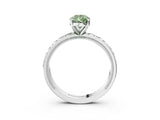 White gold Fancy Green Pear  Solitaire Diamond Engagement Ring with XO Engraved Band and Four-Prong Setting 3