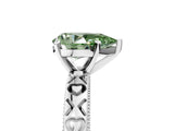 White gold Fancy Green Pear  Solitaire Diamond Engagement Ring with XO Engraved Band and Four-Prong Setting 5