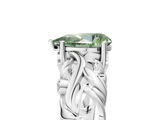 White gold Fancy Green Pear  Solitaire Diamond Leaf Vine Band with Prong Setting_64