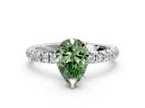 White gold Fancy Green Pear  Solitaire Diamond Pavé Band with Four-Prong Setting_24