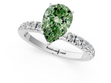 White gold Fancy Green Pear  Solitaire Diamond Pavé Band with Four-Prong Setting_26