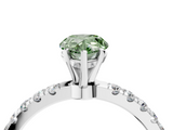 White gold Fancy Green Pear  Solitaire Diamond Pavé Band with Four-Prong Setting_29