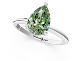 White gold Fancy Green Pear  Solitaire Diamond Ring with 4-Prong Setting on a Classic Band_4