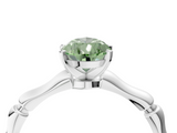 White gold Fancy Green Pear  Solitaire Diamond Ring with Bamboo Band and Four-Prong Setting_94