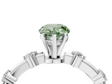 White gold Fancy Green Pear  Solitaire Diamond Ring with Bezel Set Side Stones and Prong Setting_7