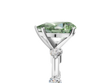 White gold Fancy Green Pear  Solitaire Diamond Ring with Bezel Set Side Stones and Prong Setting_8