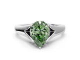 White gold Fancy Green Pear  Solitaire Diamond Ring with Cathedral Band and Four-Prong Setting_66