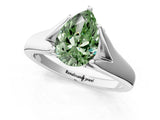 White gold Fancy Green Pear  Solitaire Diamond Ring with Cathedral Band and Four-Prong Setting_67
