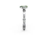 White gold Fancy Green Pear  Solitaire Diamond Ring with Channel-Set Baguette Band and Four-Prong Setting_104