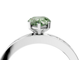 White gold Fancy Green Pear  Solitaire Diamond Ring with Channel-Set Baguette Band and Four-Prong Setting_106