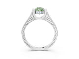 White gold Fancy Green Pear  Solitaire Diamond Ring with Channel Set Band and Bezel Prong Setting_71