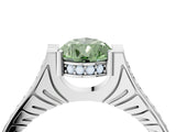 White gold Fancy Green Pear  Solitaire Diamond Ring with Channel Set Band and Bezel Prong Setting_72