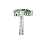 White gold Fancy Green Pear  Solitaire Diamond Ring with Channel Set Band and Bezel Prong Setting_73