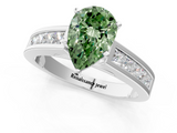 White gold Fancy Green Pear  Solitaire Diamond Ring with Channel-Set Band and Four-Prong Setting_4