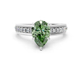White gold Fancy Green Pear  Solitaire Diamond Ring with Channel Set Band and Six-Prong Setting_47