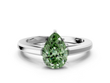 White gold Fancy Green Pear  Solitaire Diamond Ring with Four-Prong Setting and Classic Band_3