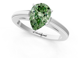 White gold Fancy Green Pear  Solitaire Diamond Ring with Four-Prong Setting and Classic Band_4