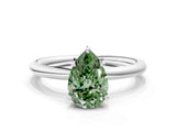 White gold Fancy Green Pear  Solitaire Diamond Ring with Four-Prong Setting on a Plain Band_32