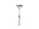 White gold Fancy Green Pear  Solitaire Diamond Ring with Four-Prong Setting on a Plain Band_34