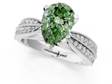 White gold Fancy Green Pear  Solitaire Diamond Ring with Milgrain Pavé Band and Four-Prong Setting_21