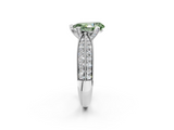 White gold Fancy Green Pear  Solitaire Diamond Ring with Milgrain Pavé Band and Four-Prong Setting_22