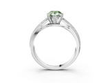 White gold Fancy Green Pear  Solitaire Diamond Ring with Milgrain Pavé Band and Four-Prong Setting_23