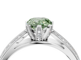 White gold Fancy Green Pear  Solitaire Diamond Ring with Milgrain Pavé Band and Four-Prong Setting_24