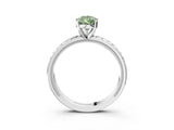 White gold Fancy Green Pear  Solitaire Diamond Ring with Milgrain and Black Enamel X Pattern Band_172