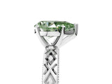 White gold Fancy Green Pear  Solitaire Diamond Ring with Milgrain and Black Enamel X Pattern Band_173