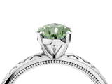 White gold Fancy Green Pear  Solitaire Diamond Ring with Milgrain and Black Enamel X Pattern Band_176