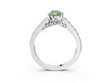 White gold Fancy Green Pear  Solitaire Diamond Ring with Pavé Band and Four-Prong Setting_83