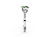 White gold Fancy Green Pear  Solitaire Diamond Ring with Pavé Band and Four-Prong Setting_84