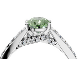 White gold Fancy Green Pear  Solitaire Diamond Ring with Pavé Band and Four-Prong Setting_86