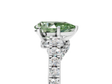 White gold Fancy Green Pear  Solitaire Diamond Ring with Pavé Band and Four-Prong Setting_87