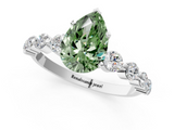 White gold Fancy Green Pear  Solitaire Diamond Ring with Pave Band and Four-Prong Setting_213