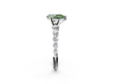 White gold Fancy Green Pear  Solitaire Diamond Ring with Pave Band and Four-Prong Setting_214
