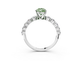 White gold Fancy Green Pear  Solitaire Diamond Ring with Pave Band and Four-Prong Setting_215
