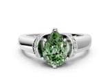 White gold Fancy Green Pear  Solitaire Diamond Ring with Pave Band and Six-Prong Setting_32