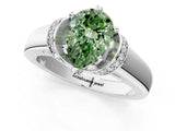 White gold Fancy Green Pear  Solitaire Diamond Ring with Pave Band and Six-Prong Setting_32