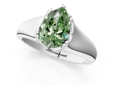White gold Fancy Green Pear  Solitaire Diamond Ring with Six-Prong Cathedral Setting_33