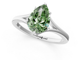 White gold Fancy Green Pear  Solitaire Diamond Ring with Six-Prong Setting and Tapered Band_19