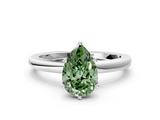 White gold Fancy Green Pear  Solitaire Diamond Ring with Six-Prong Setting on a Classic Band_3