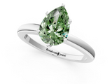 White gold Fancy Green Pear  Solitaire Diamond Ring with Six-Prong Setting on a Classic Band_4
