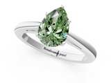 White gold Fancy Green Pear  Solitaire Diamond Ring with Split Shank and Four-Prong Setting_21