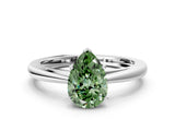 White gold Fancy Green Pear  Solitaire Diamond Ring with Split Shank and Four-Prong Setting_24