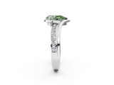 White gold Fancy Green Pear  Solitaire Diamond Ring with Split Shank and Prong Setting_43