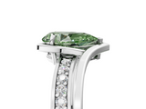 White gold Fancy Green Pear  Solitaire Diamond Ring with Split Shank and Prong Setting_46