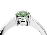 White gold Fancy Green Pear  Solitaire Diamond Ring with Tapered Band and Four-Prong Setting_97
