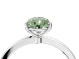 White gold Fancy Green Pear  Solitaire Diamond Ring with Thin Band and Four-Prong Setting_100