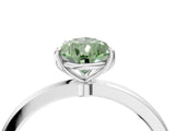 White gold Fancy Green Pear  Solitaire Diamond Ring with Thin Band and Four-Prong Setting_76